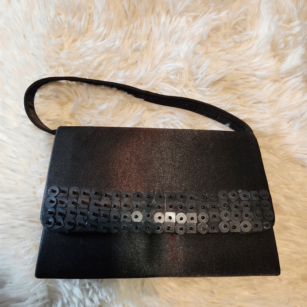 Elegant Black Sequin Clutch